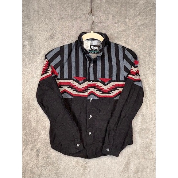 Roper Other - Roper Border Kids Large Black Southwestern Aztec‎ Western Button Down Shirt L